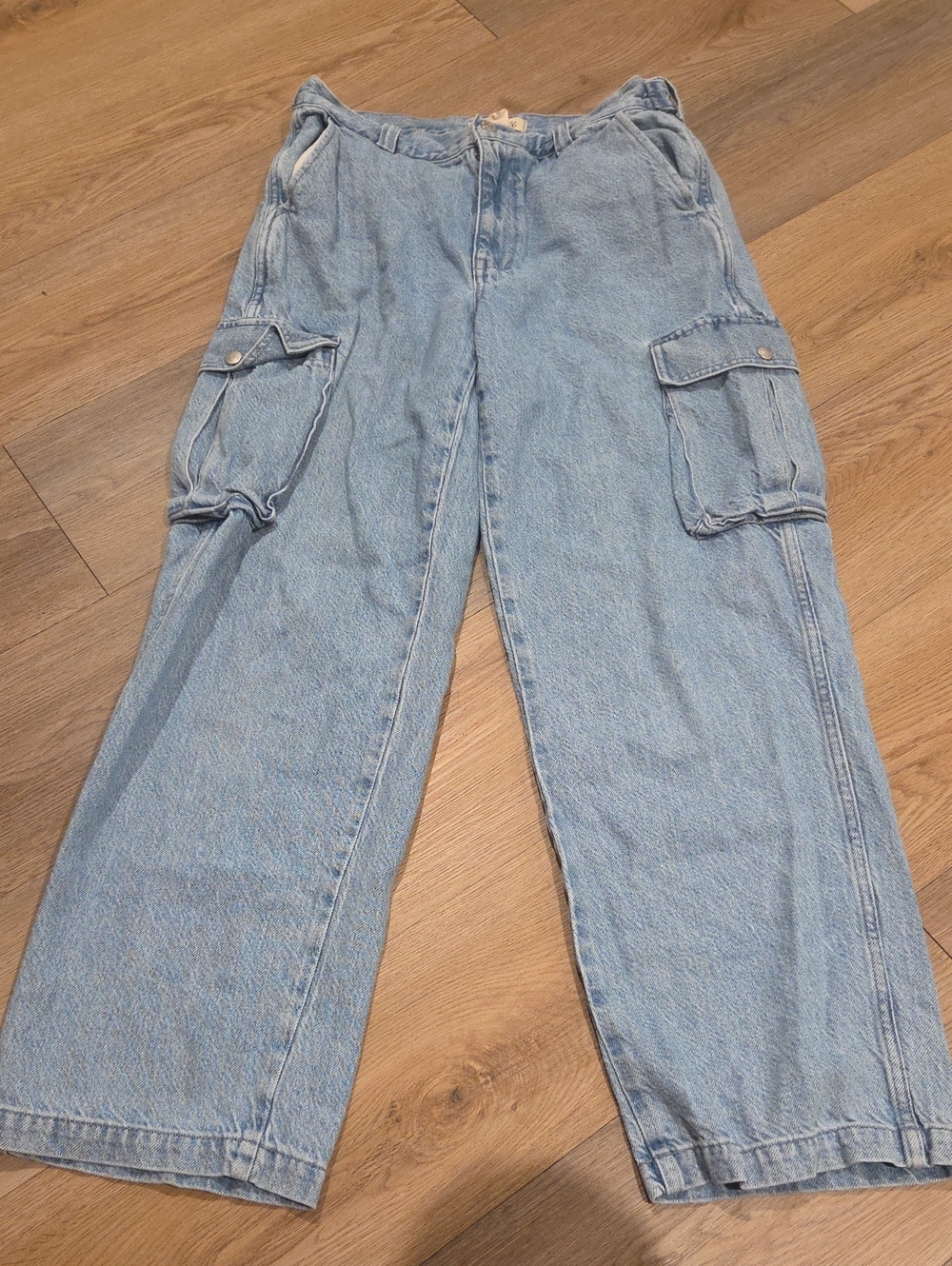 Madewell Light Blue Wide Leg Cargo Jeans